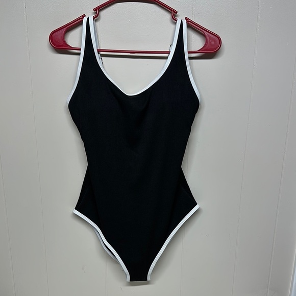 NWT BMJL Black and White One Piece Swimsuit with High-Cut Legs - Picture 1 of 9